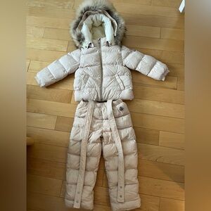 Moncler Pink real fur Puffer Jacket suits
